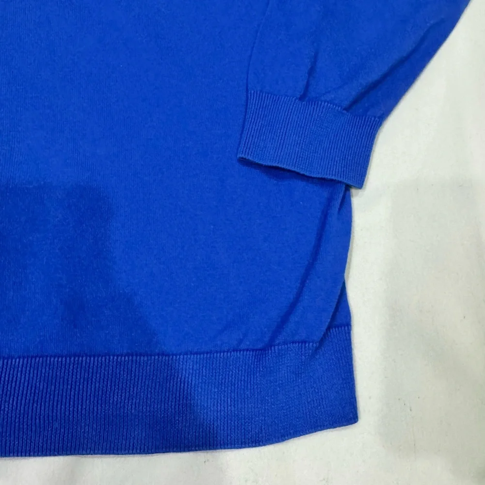 Lacoste Classic V-Neck Cotton Sweater | Size 6 (FR 44) | Iconic Blue 🐊